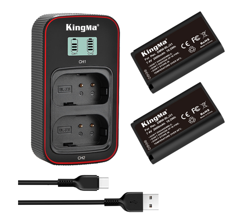 KingMa DMW-BLJ31 2-Pack Battery and LCD Dual Charger Kit for Panasonic DC- S1 S1R S1H