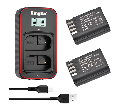 KingMa DMW-BLK22 2-Pack Battery and LCD Dual Charger Kit for Panasonic LUMIX S5