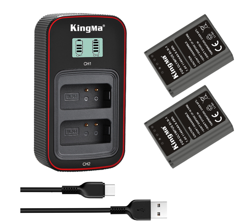 KingMa BLN-1 2-Pack Battery and LCD Dual Charger Kit for Olympus EM1 EM5 EP5 