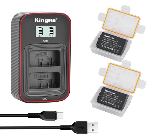 KingMa EN-EL25 2-Pack Battery and LCD Dual Charger Kit for Nikon Z50