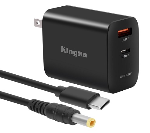 KingMa Portable 65W GaN PD Charger Fast Charging with Acer ASUS Type C to DC 5.5*2.5mm Connect Cable for Acer ASUS Laptop