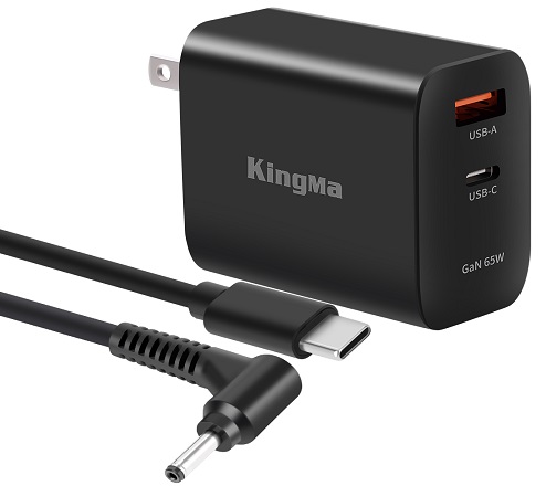 KingMa Portable 65W GaN PD Charger Fast Charging with Acer Type C to DC 3.0*1.1mm Connect Cable for Acer Laptop