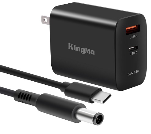 KingMa Portable 65W GaN PD Charger Fast Charging with Dell Type C to DC 7.4*5.0mm Connect Cable for Dell Laptop
