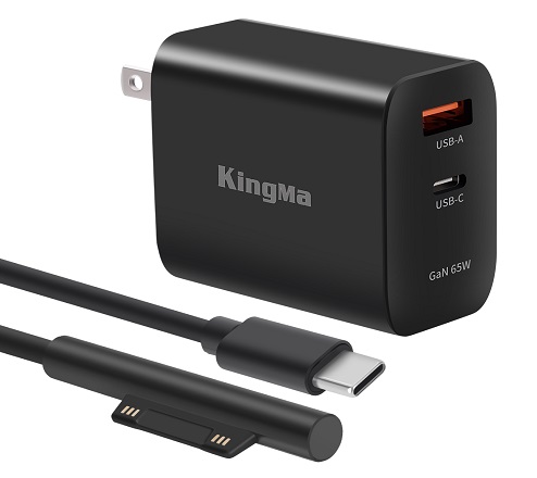 KingMa 65W GaN USB C Fast PD Charger with 15V 1.5M/6ft Surface Connect to USB C PD Charging Cable set for Surface Laptop