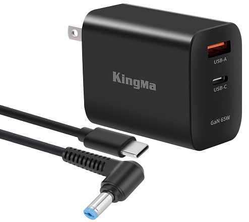 KingMa Portable 65W GaN PD Charger Fast Charging with Acer Type C to DC 5.5*1.7mm Connect Cable for Acer Laptop