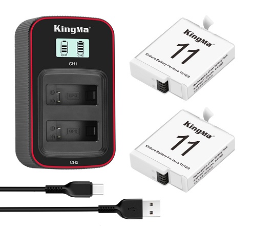 KingMa Fully Decoded Enduro Battery Set for GoPro Hero 11/10/9 with LCD Dual Charger