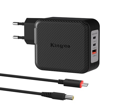 KingMa 100W GaN USB-C PD Charger for Lenovo Laptops with Round Tip 8055