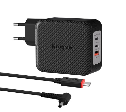 KingMa 100W GaN USB-C PD Charger for Dell Laptops with Round Tip 4017