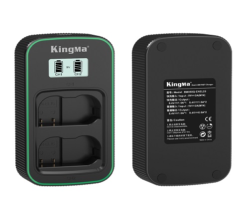 Kingma LCD Display 9V 2A PD3.0 USB-C Dual Fast Charger for Nikon EN-EL15 Battery