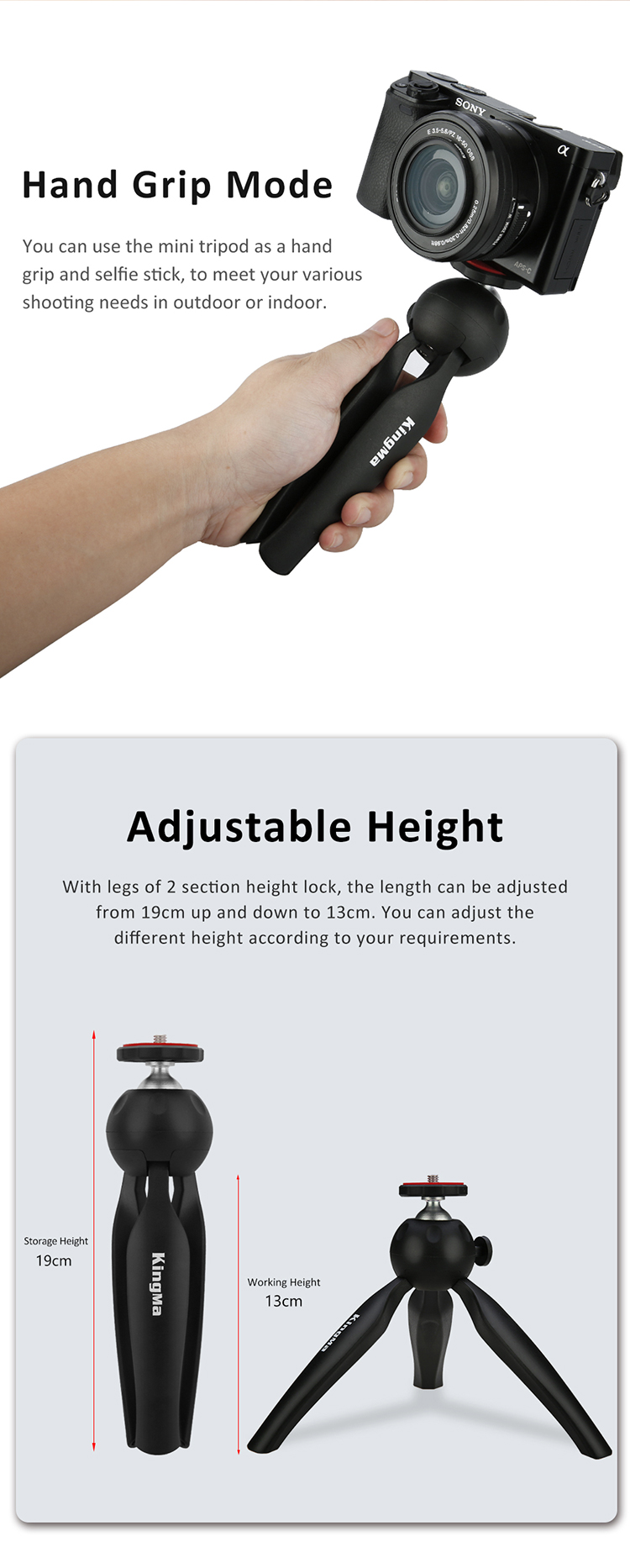 KingMa Compact Table Top Tripod For DSLRs, Gopro, Smartphones, Mini ...
