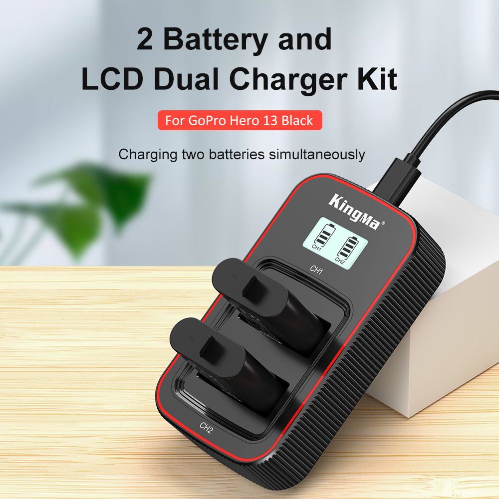 Batteria E Caricabatterie Per GoPro Hero 13 – 2 Batterie 2100 MAh, Ricarica Rapida PD, Doppia Porta Indipendente